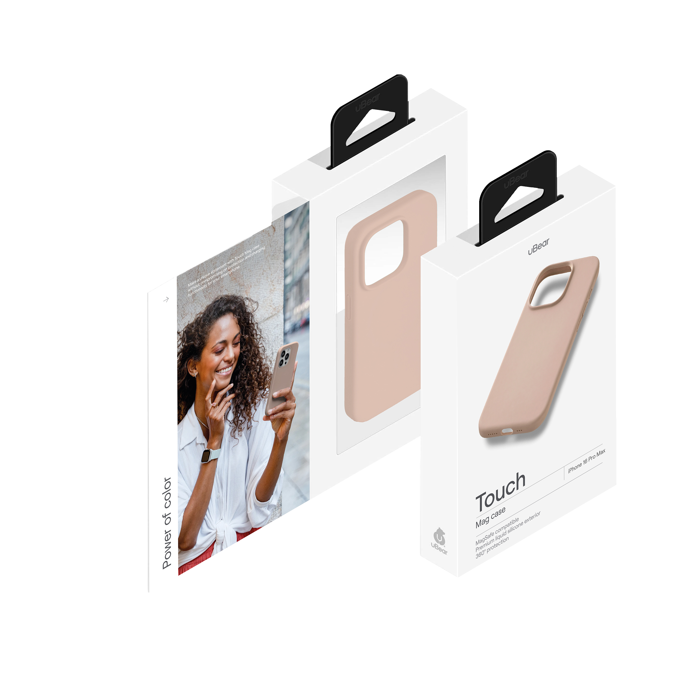 На фото изображено Чехол защитный uBear Touch Mag Case для iPhone 16 Pro Max, латте