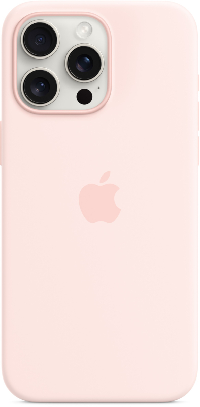 На фото изображено Чехол Apple MagSafe для iPhone 15 Pro Max, силикон, Розовый