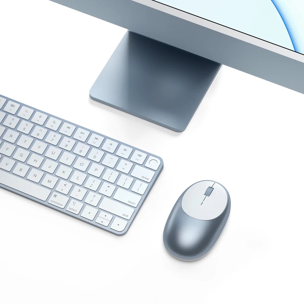 На фото изображено Беспроводная компьютерная мышь Satechi M1 Bluetooth Wireless Mouse, синий