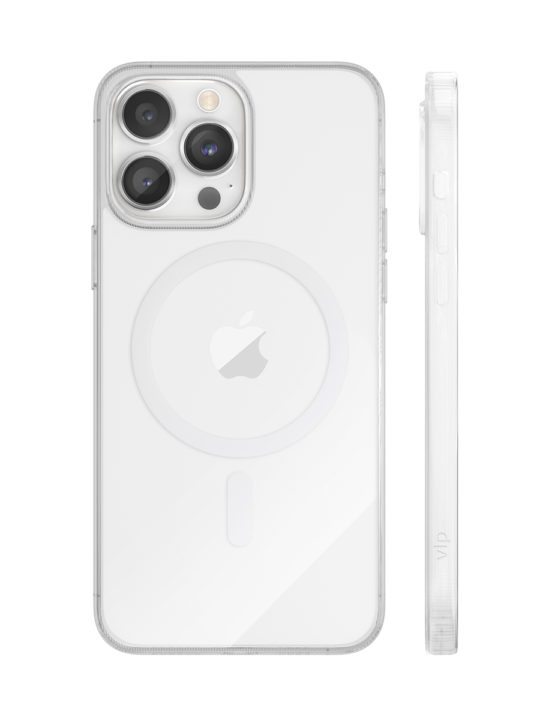 На фото изображено Чехол защитный VLP Crystal case с MagSafe для iPhone 14 Pro, прозрачный