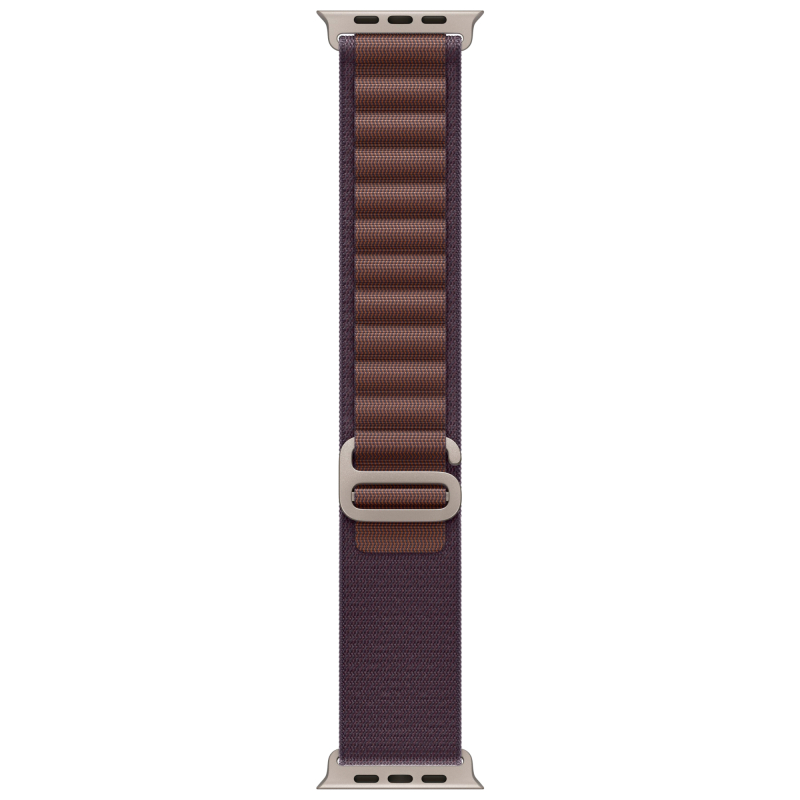 На фото изображено Apple Watch Ultra 2 GPS + Cellular, 49 мм, корпус из титана, ремешок Alpine цвета индиго, M