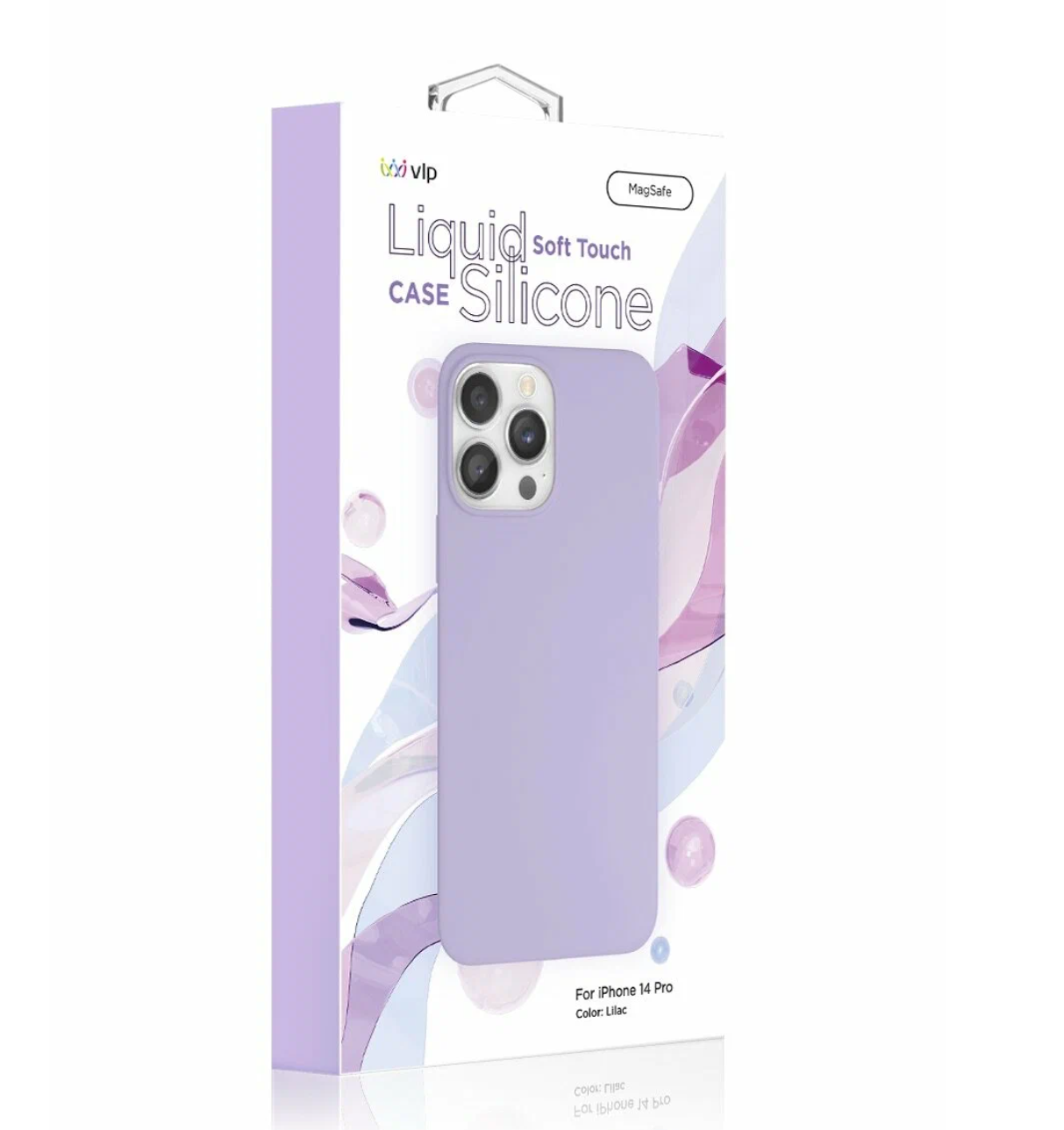 На фото изображено Чехол защитный VLP Silicone case с MagSafe для iPhone 14 Pro, сиреневый