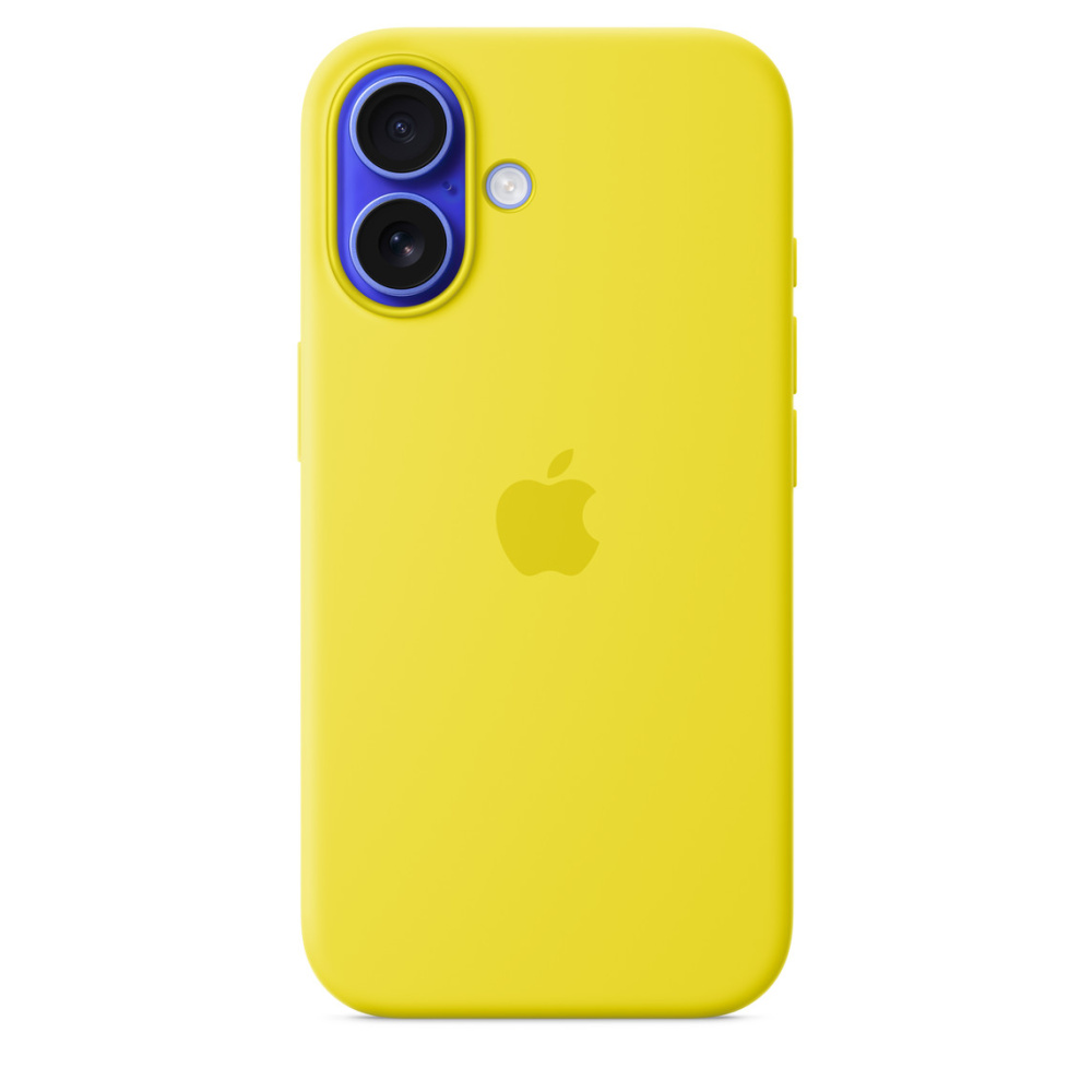 На фото изображено Чехол Apple для iPhone 16 Silicone with MagSafe, желтый