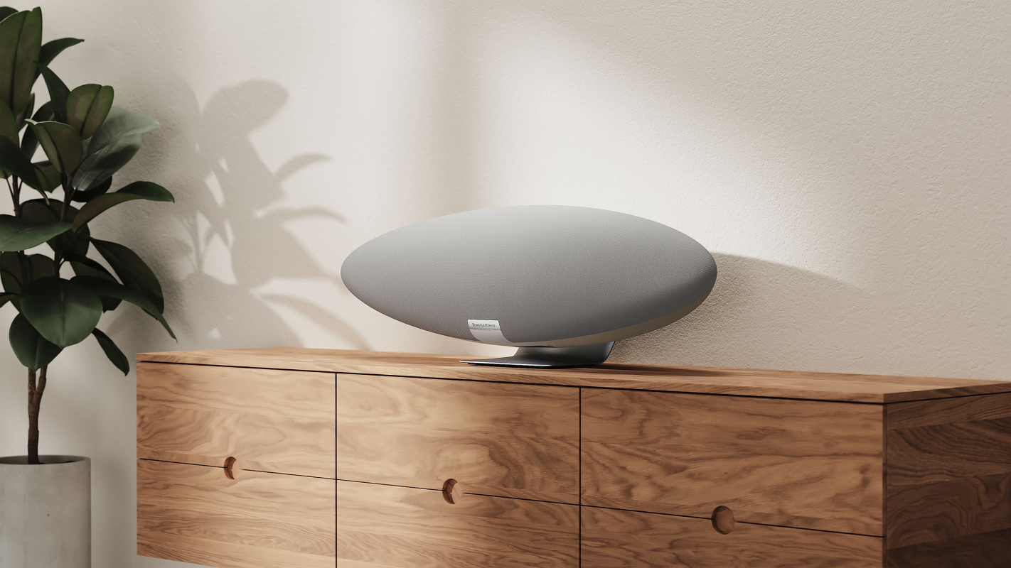 На фото изображено Акустическая система Bowers & Wilkins Zeppelin, серый
