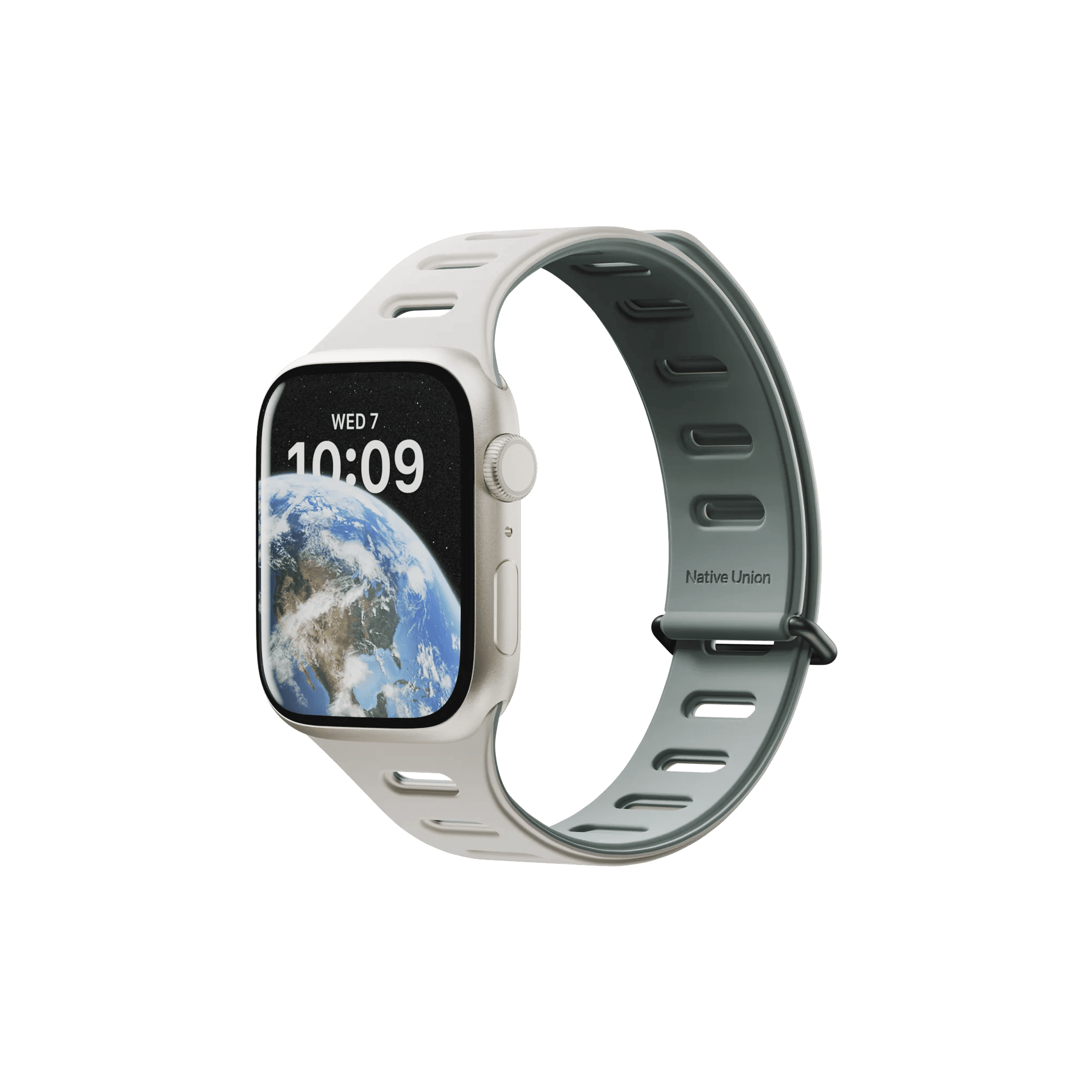 На фото изображено Ремешок Native Union для Apple Watch Magnetic 42/44/45/49мм, зеленый/серый