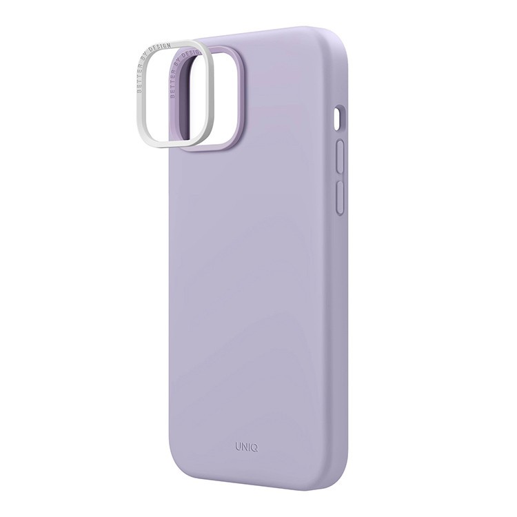 На фото изображено Чехол Uniq для iPhone 14 Plus LINO MagSafe, фиолетовый