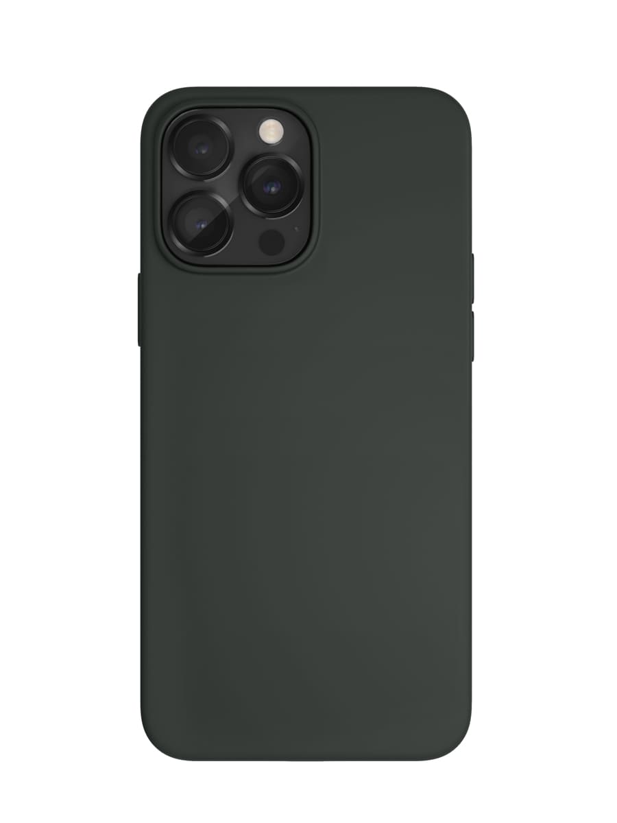 На фото изображено Чехол защитный VLP Silicone case с MagSafe для iPhone 14 Pro, темно-зеленый