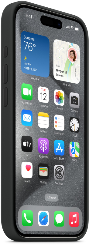 На фото изображено Чехол Apple MagSafe для iPhone 15 Pro, силикон, Чёрный