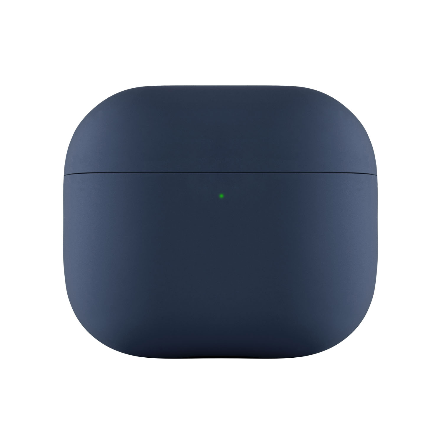 На фото изображено Ультратонкий силиконовый чехол Touch Case для AirPods 3, тёмно-синий