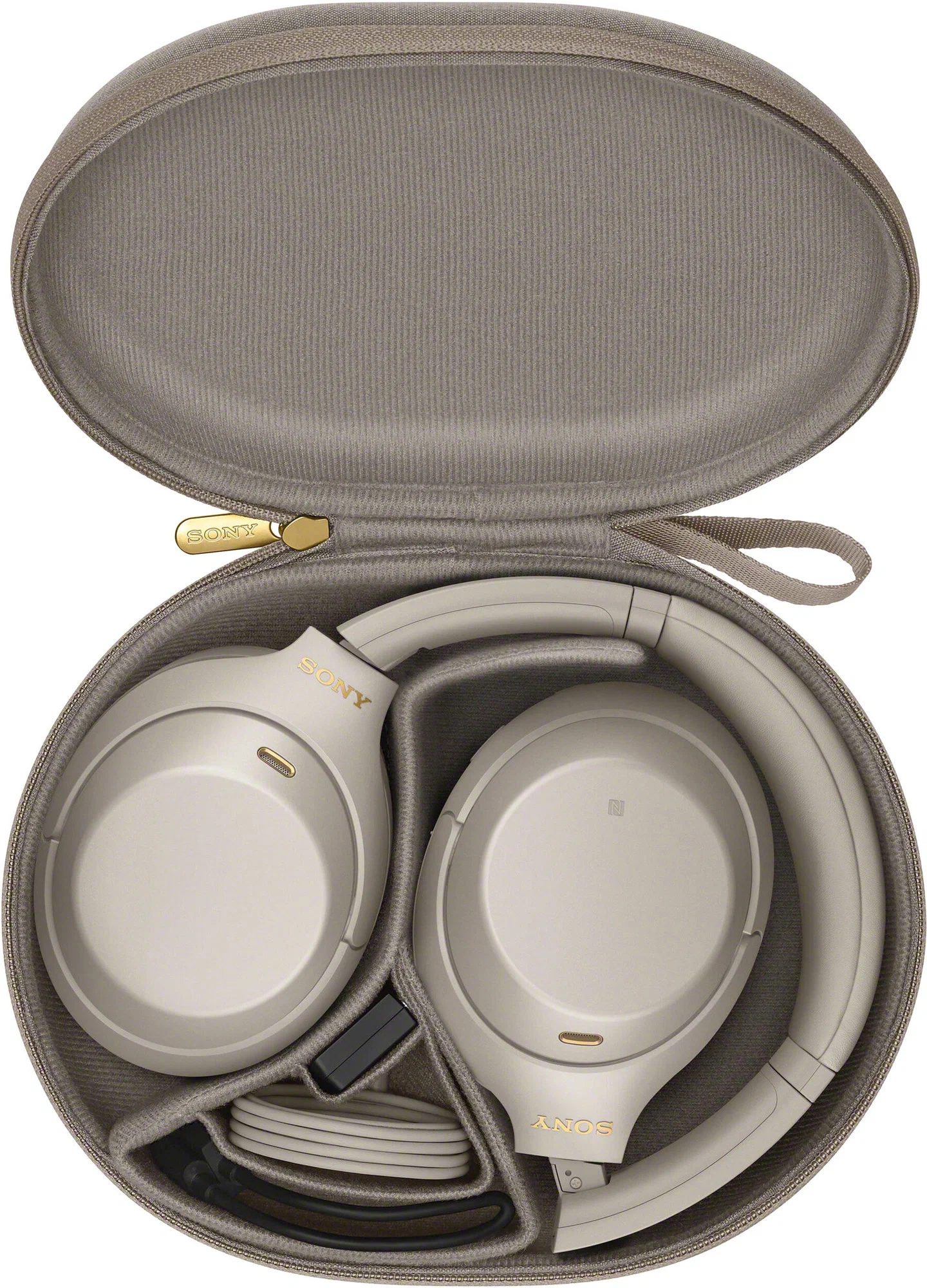 На фото изображено Беспроводные наушники Sony WH-1000XM4, Бежевый