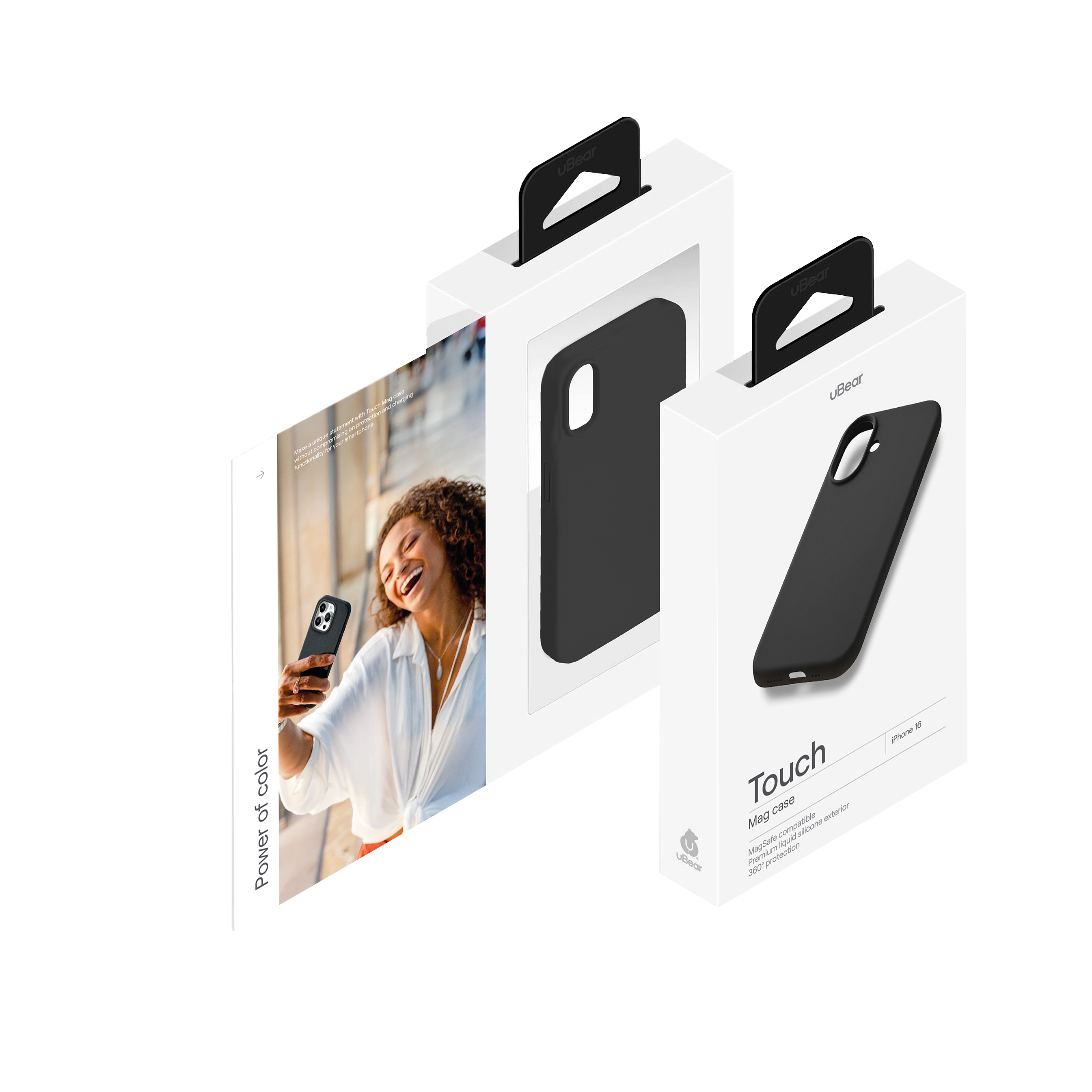 На фото изображено Чехол защитный uBear Touch Mag Case для iPhone 16, черный