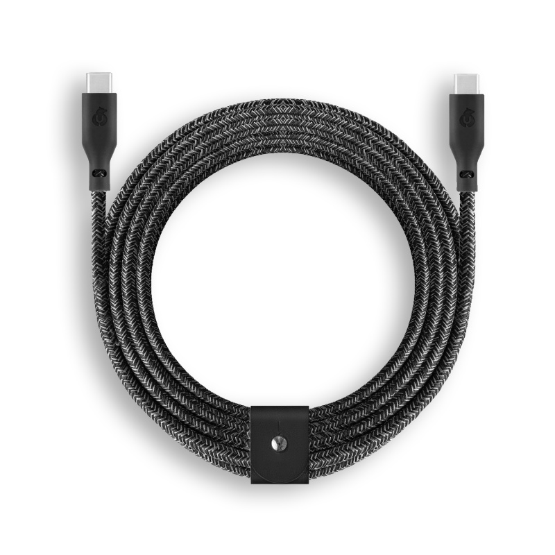 На фото изображено Зарядный кабель uBear Trend, USB-C/USB-С, 140 Вт, 2,4м, чёрный