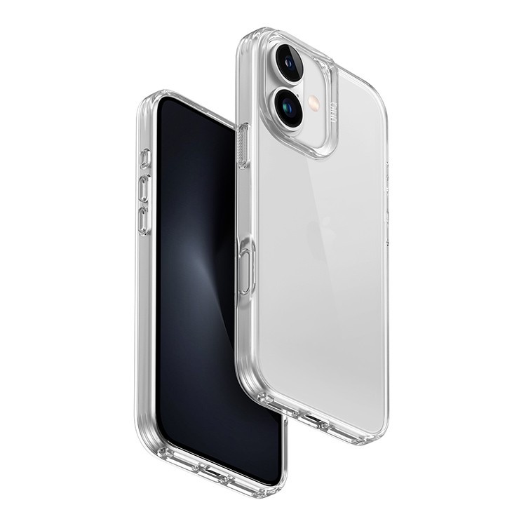 На фото изображено Фирменный чехол UNIQ Air Fender ID для iPhone 15, прозрачный