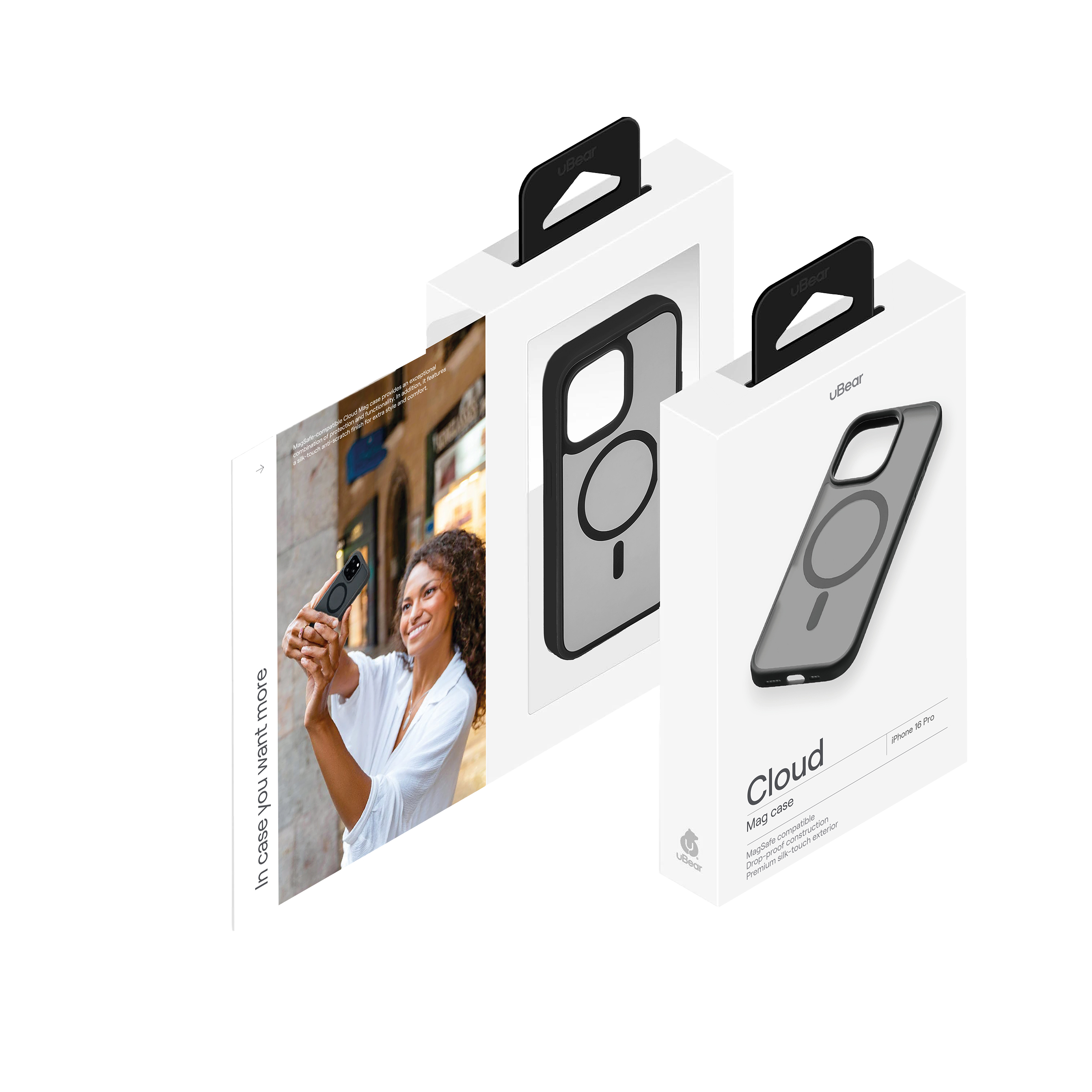 На фото изображено Чехол защитный uBear Cloud Mag Case для iPhone 16 Pro, черный