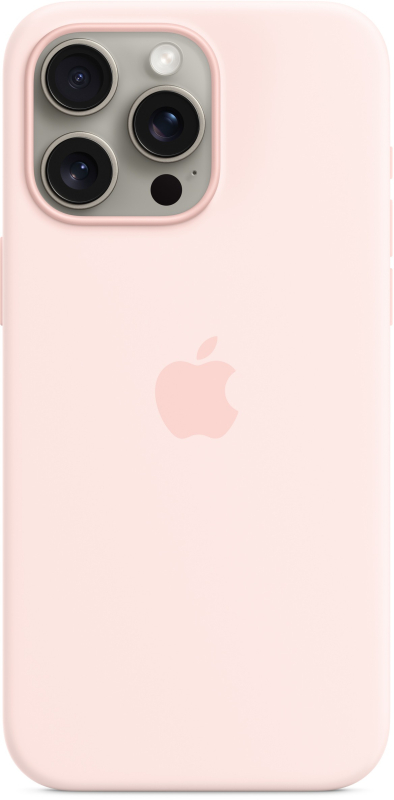 На фото изображено Чехол Apple MagSafe для iPhone 15 Pro Max, силикон, Розовый