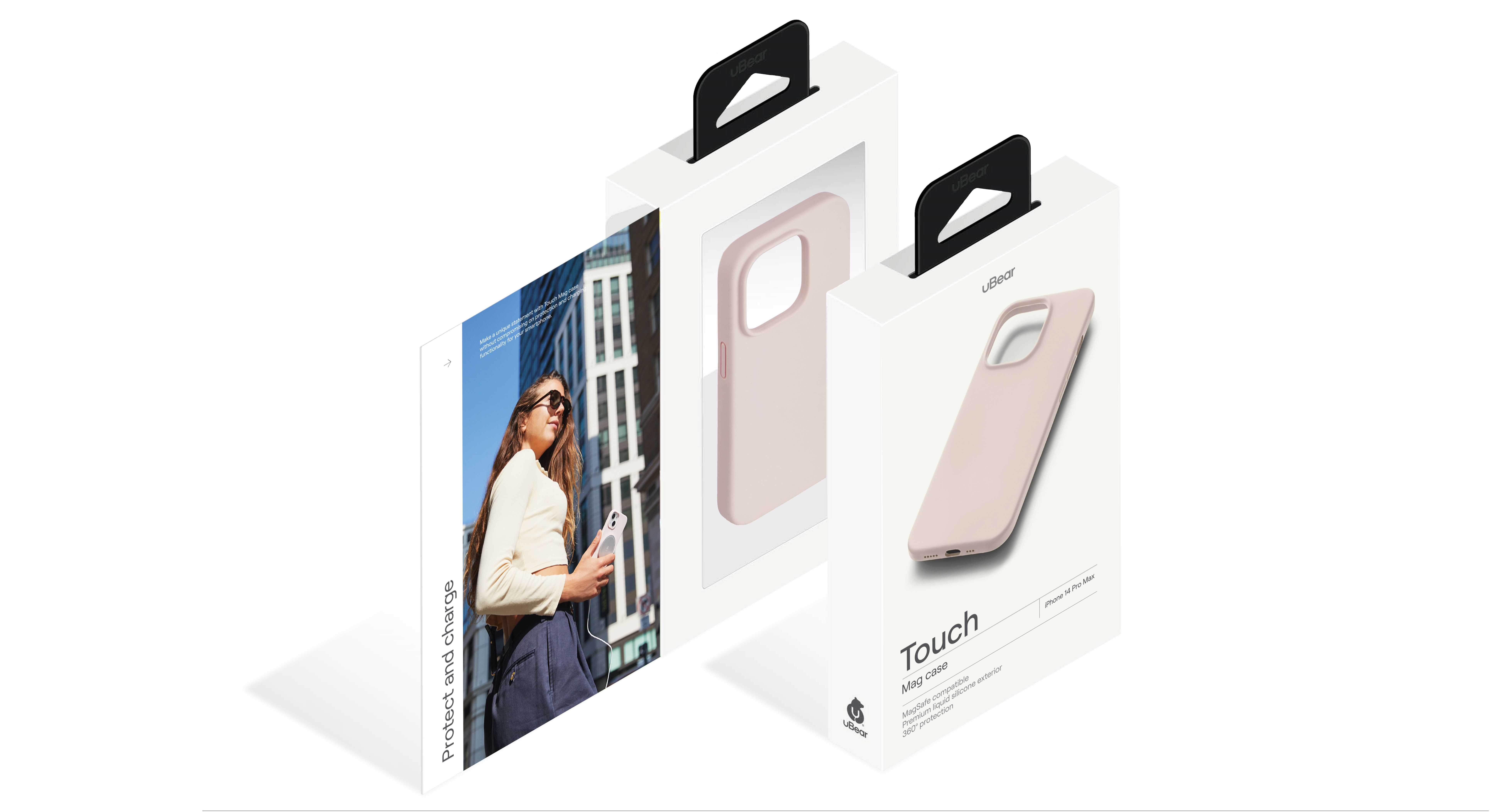 На фото изображено Чехол защитный uBear Touch Mag Case для iPhone 14 Pro Max, розовый