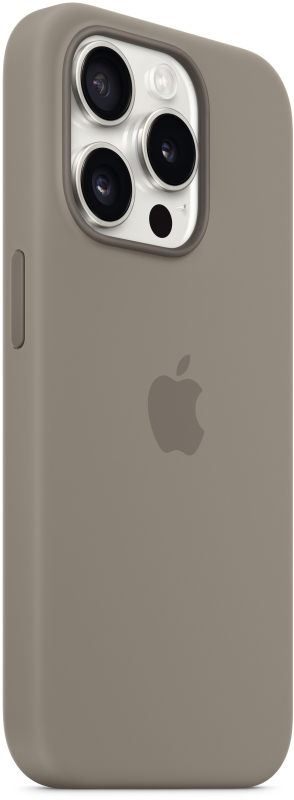 На фото изображено Чехол Apple MagSafe для iPhone 15 Pro, силикон, Платиново-серый