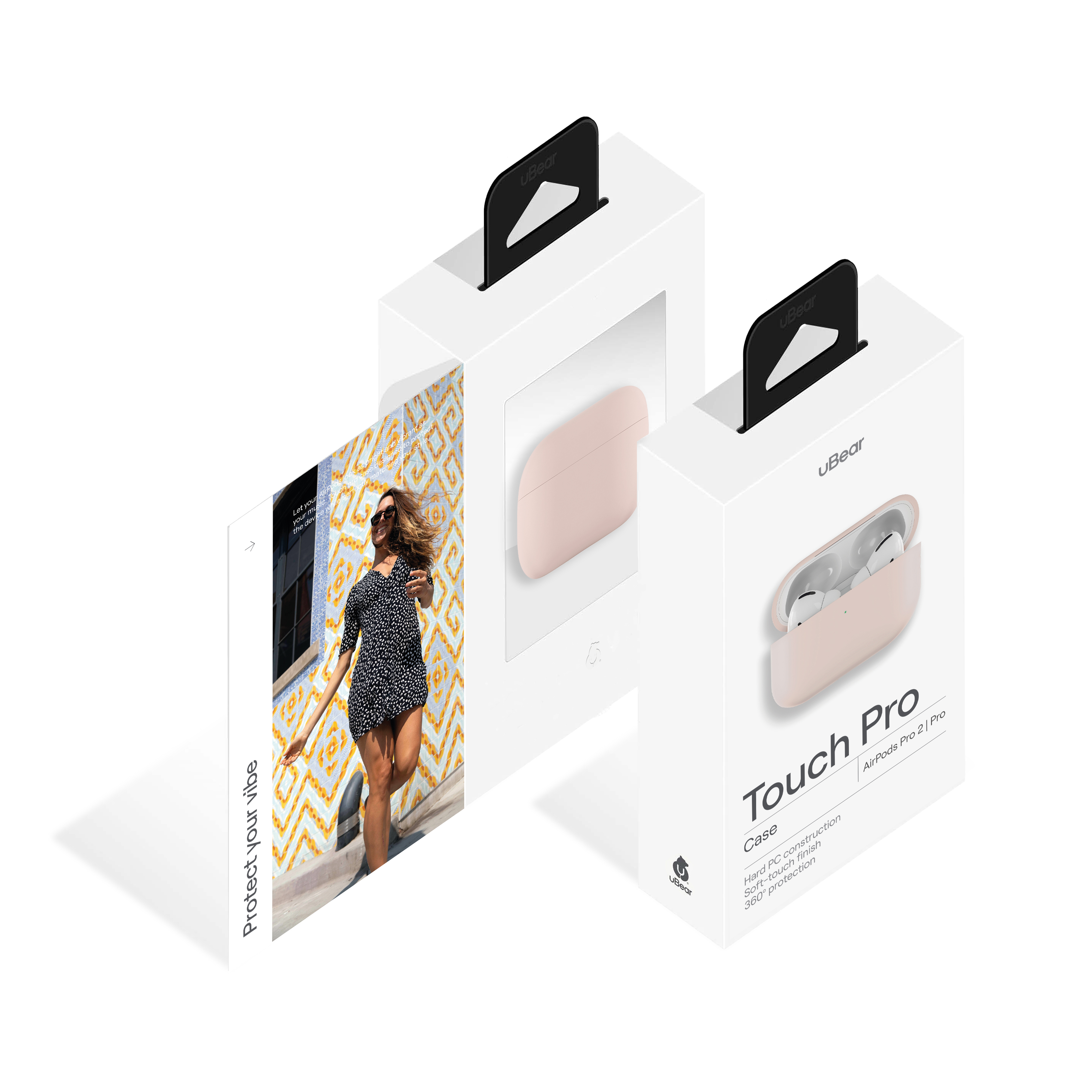 На фото изображено Защитный чехол uBear AirPods Pro 2 Touch Pro Silicone Case, розовый