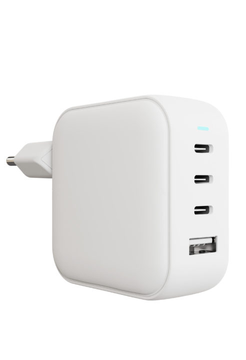 На фото изображено Сетевое зарядное устройство VLP G-Charge, 100Вт, 3хUSB-C+USB-A, белый