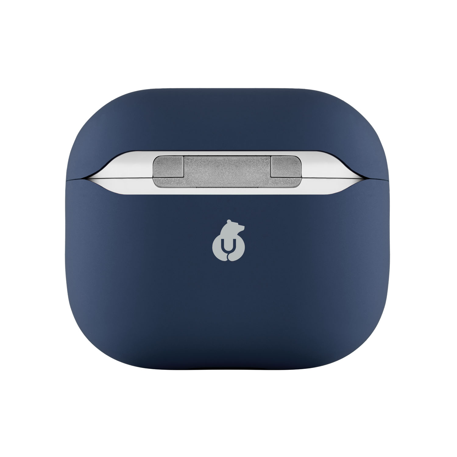 На фото изображено Ультратонкий силиконовый чехол Touch Case для AirPods 3, тёмно-синий
