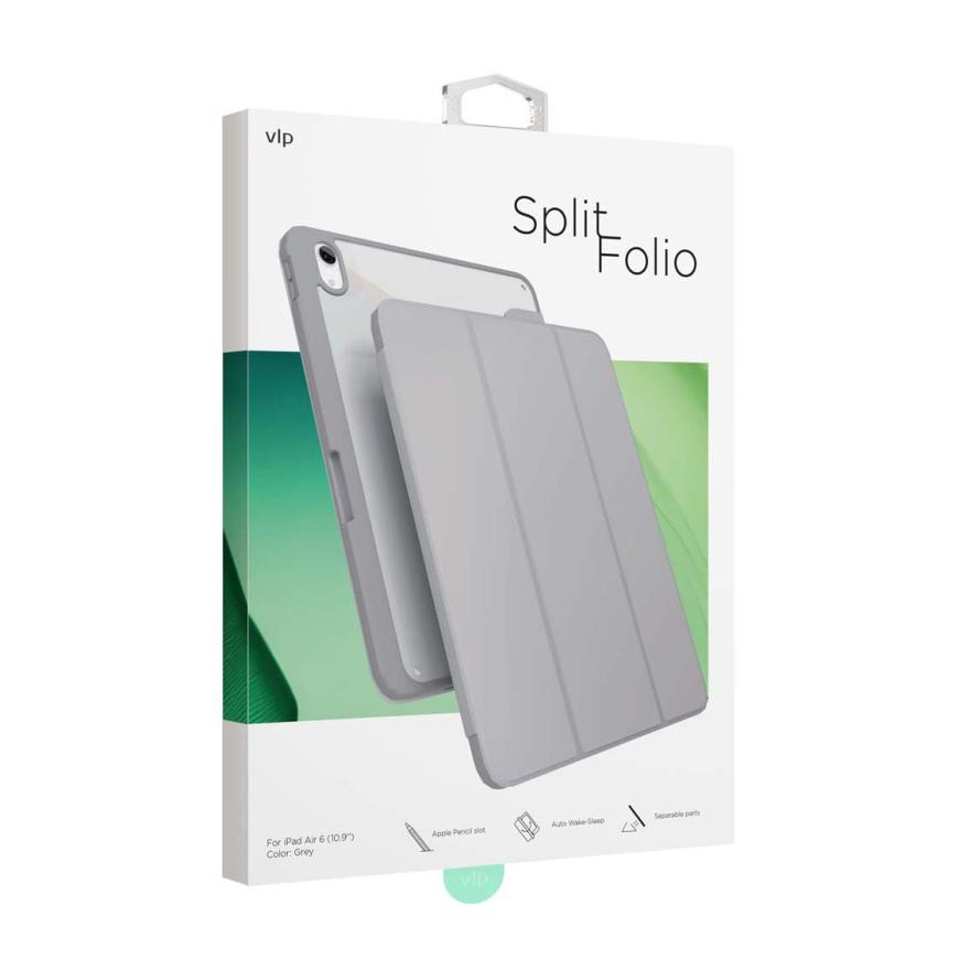 На фото изображено Защитный чехол VLP Split Folio для Apple iPad Air 11 (M2), серый