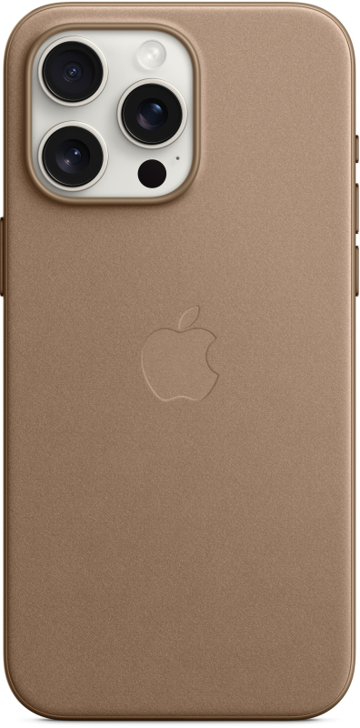 На фото изображено Чехол Apple MagSafe FineWoven для iPhone 15 Pro Max, Серо-коричневый