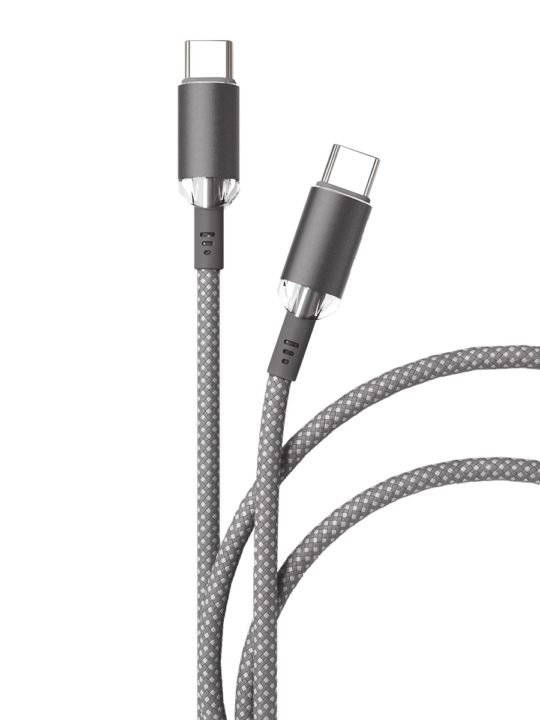 На фото изображено Кабель VLP Diamond Cable USB-C/USB-C, 1.2м, серый