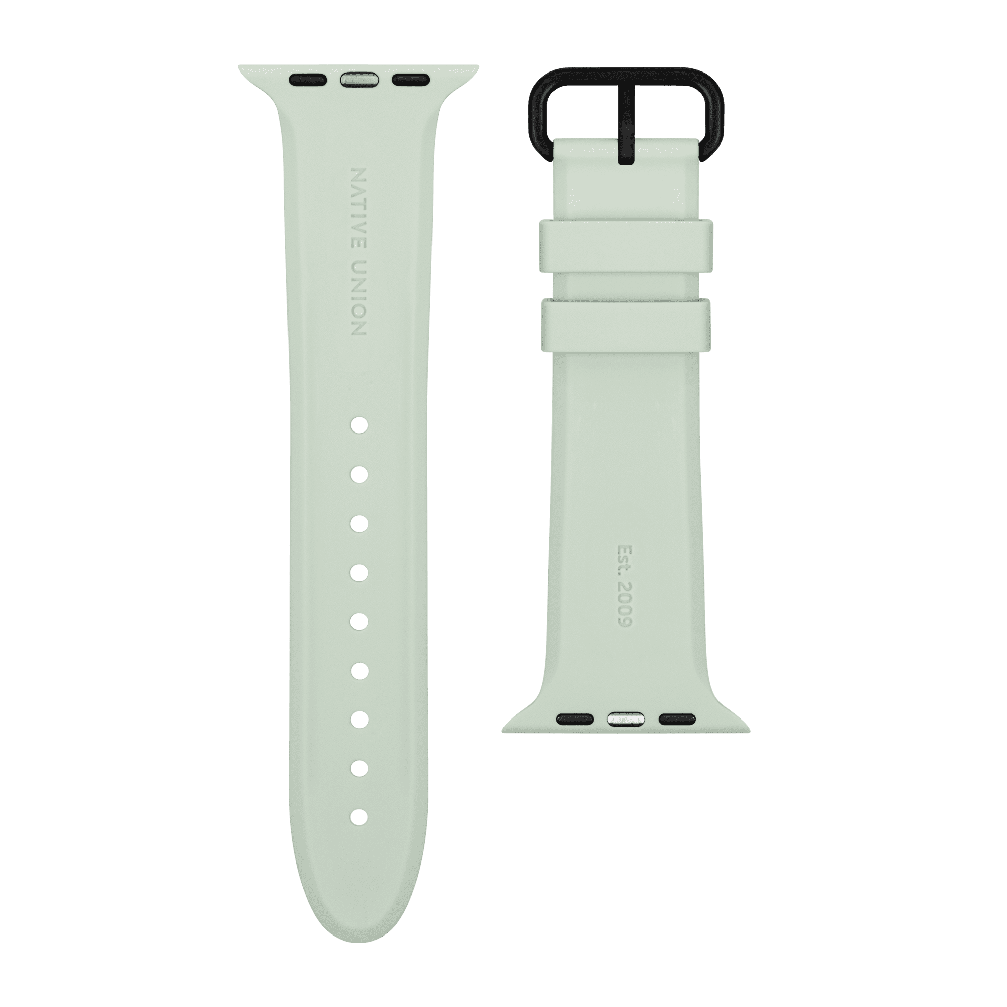 На фото изображено Ремешок Native Union для Apple Watch 44мм, cиликоновый, зелёный