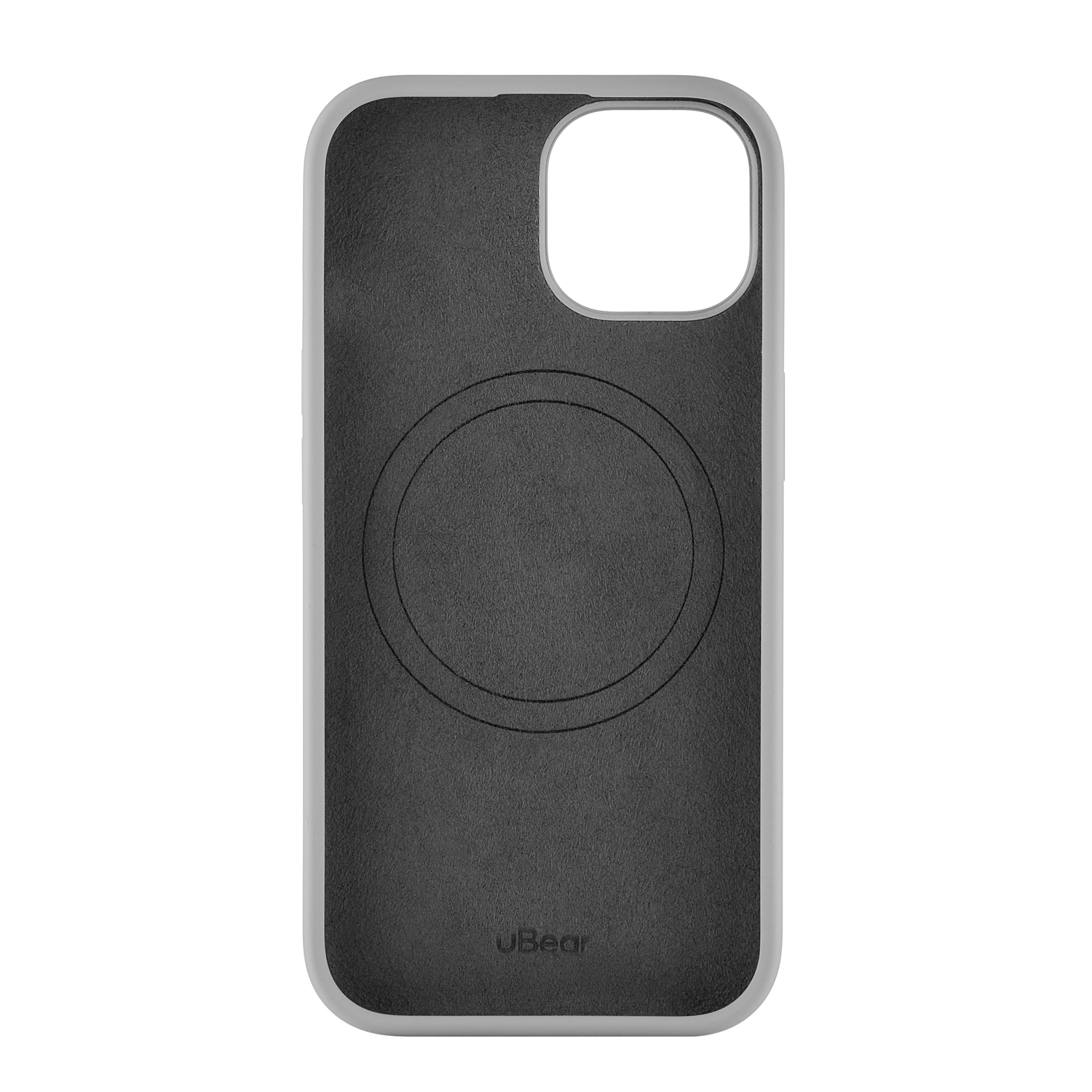 На фото изображено Чехол защитный uBear Touch Mag Case для iPhone 15, серый