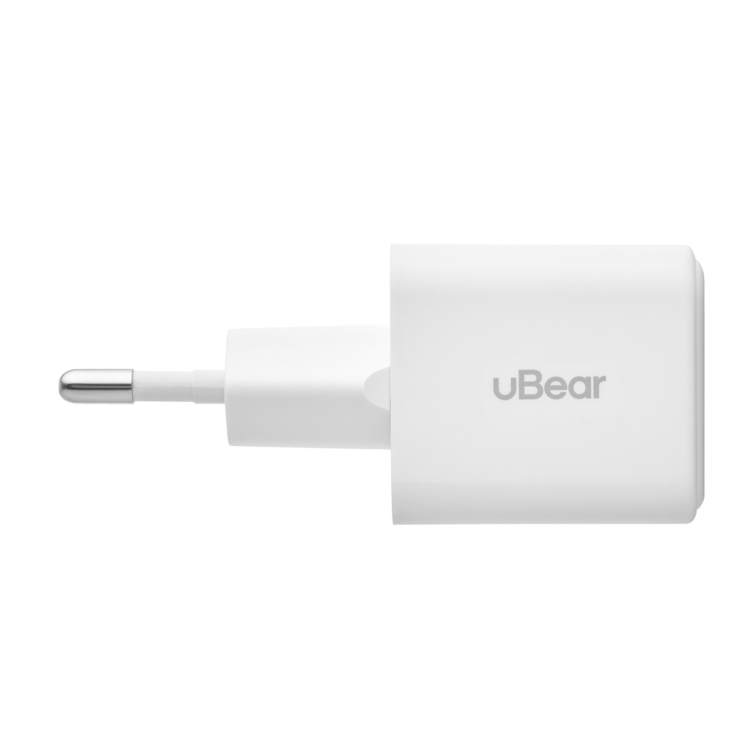 На фото изображено Cетевое зарядное устройство uBear Bridge USB-C, 30 Вт, GaN, белый