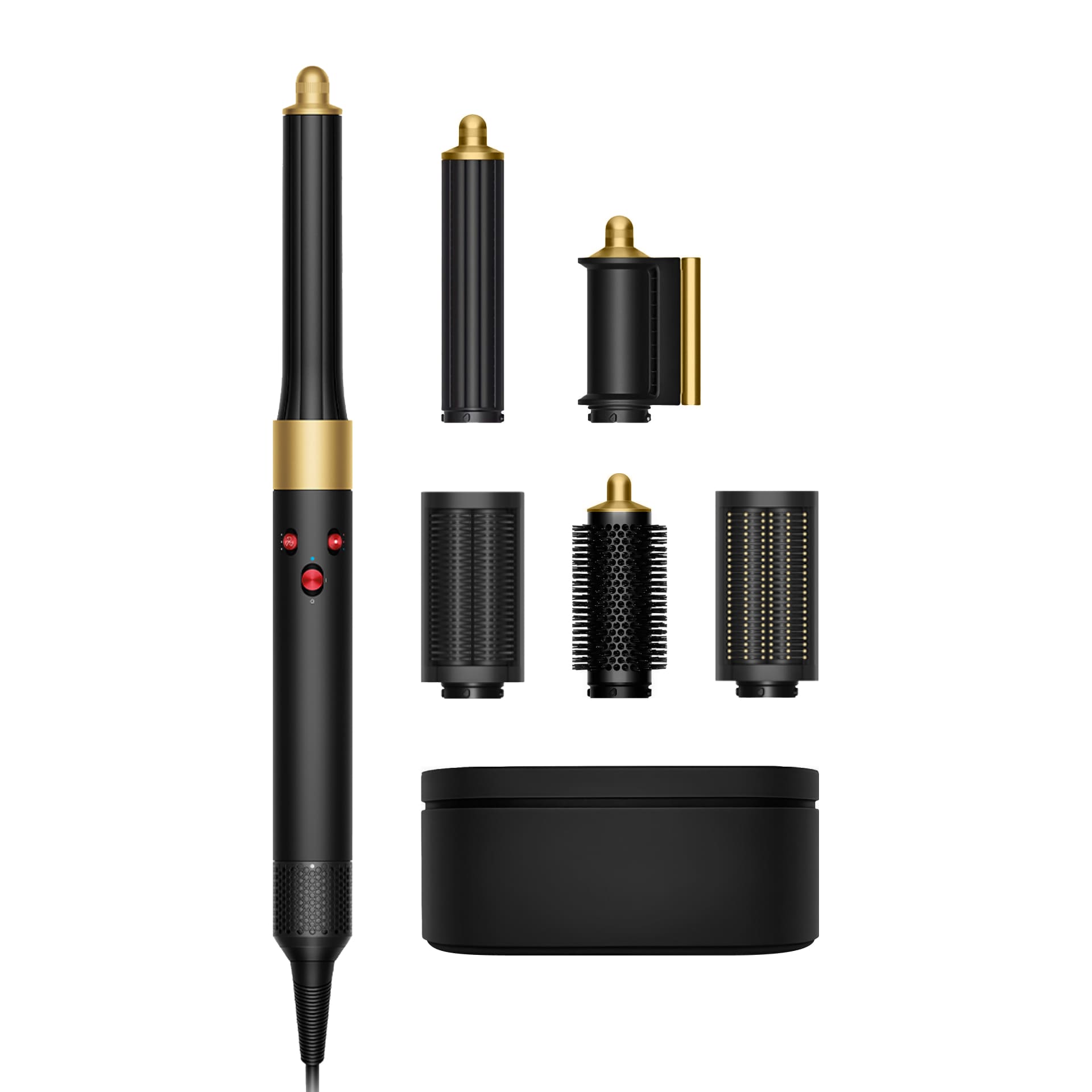 На фото изображено Стайлер Dyson Airwrap HS05 Complete Long, Black Onyx/Gold