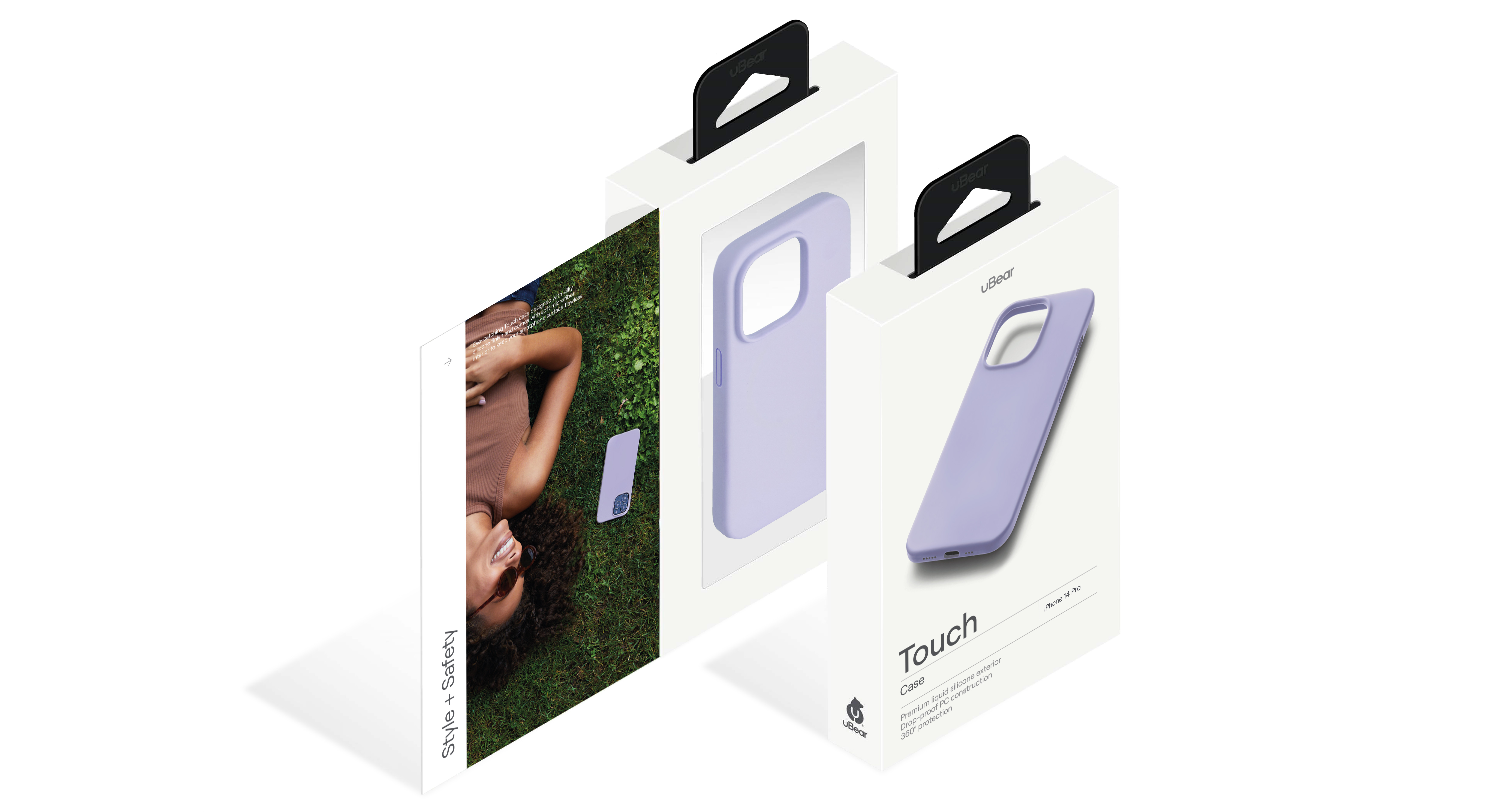 На фото изображено Чехол защитный uBear Touch Case для iPhone 14 Pro, фиолетовый