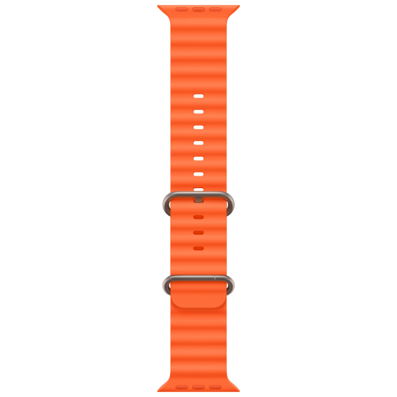 На фото изображено Apple Watch Ultra 2 GPS + Cellular, 49 мм, корпус из титана, ремешок Ocean цвет Оранжевый