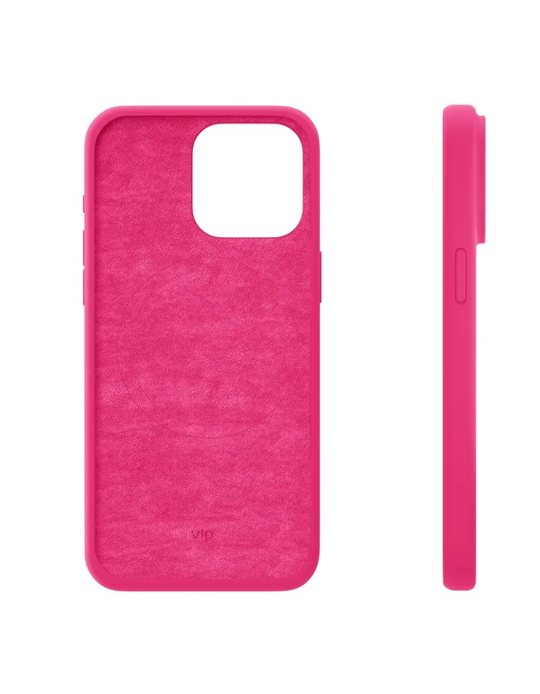 На фото изображено Чехол защитный VLP Aster Case с MagSafe для iPhone 15 Pro, неоновый розовый