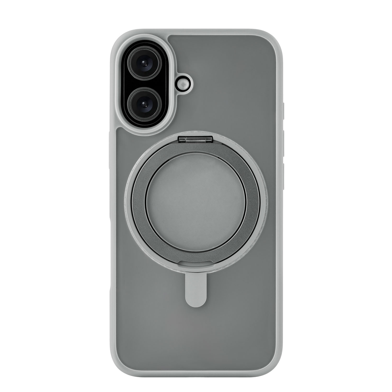 На фото изображено Чехол защитный uBear Clip 360 Mag Case для iPhone 16, с магнитной подставкой, серый