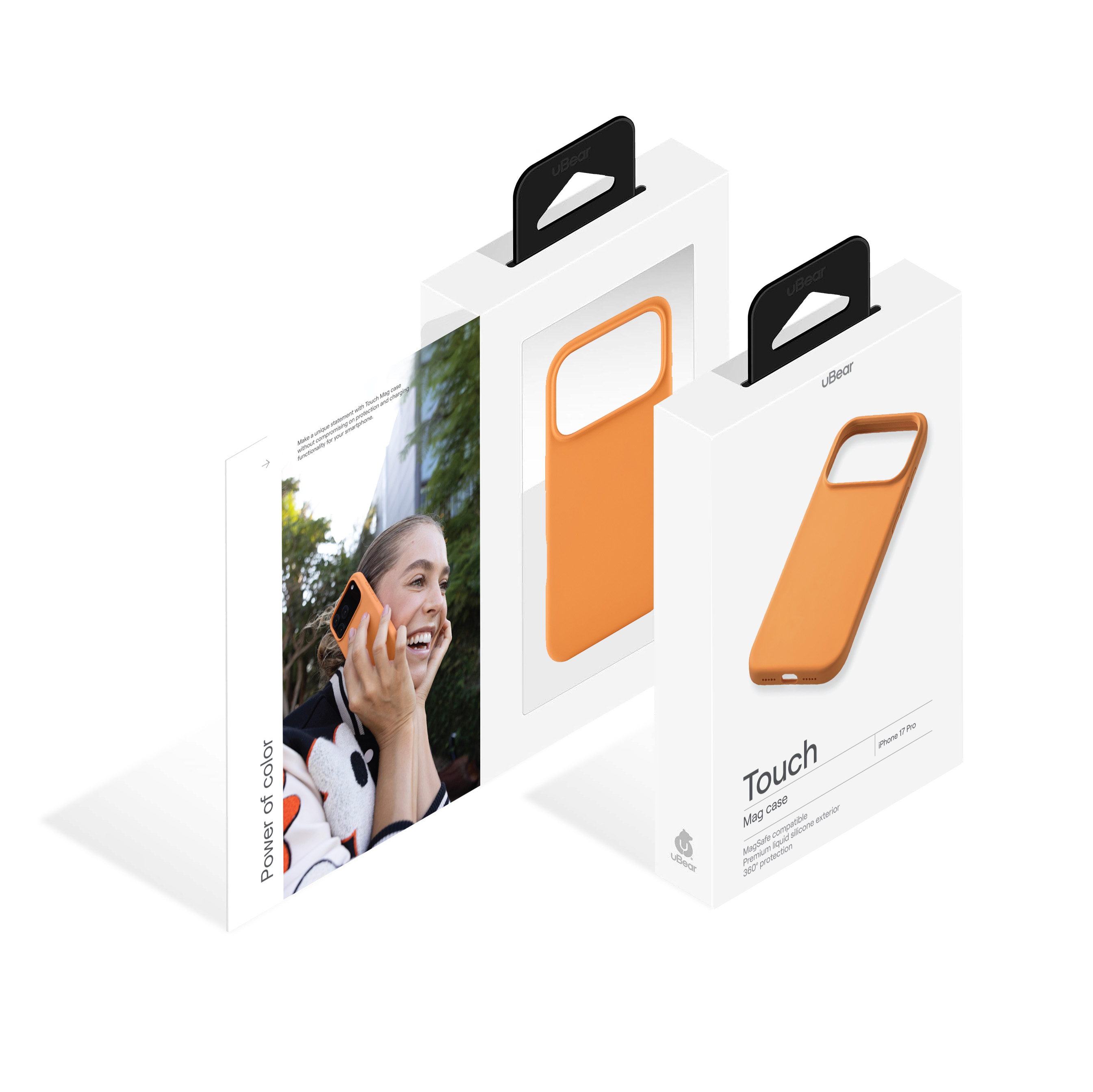 На фото изображено Чехол защитный uBear Touch Mag Case для iPhone 17 Pro, MagSafe, оранжевый