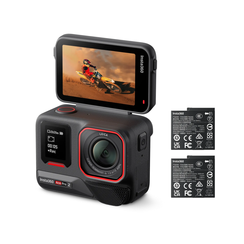 На фото изображено Экшн камера Insta360 Ace Pro 2 Dual Battery, чёрный