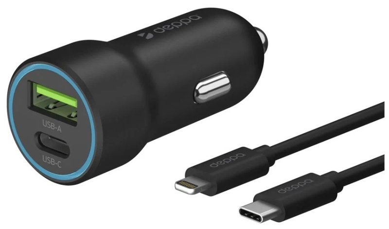 Фото Автомобильное зарядное устройство Deppa USB-C+USB-A, 20 Вт, черный Фото Автомобильное зарядное устройство Deppa USB-C+USB-A, 20 Вт, черный
