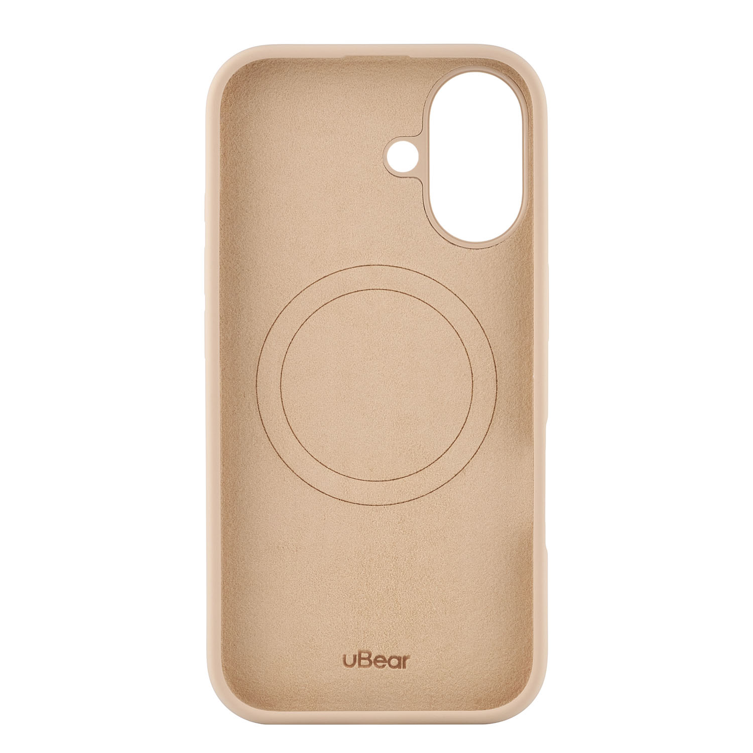 На фото изображено Чехол защитный uBear Touch Mag Case для iPhone 16, латте