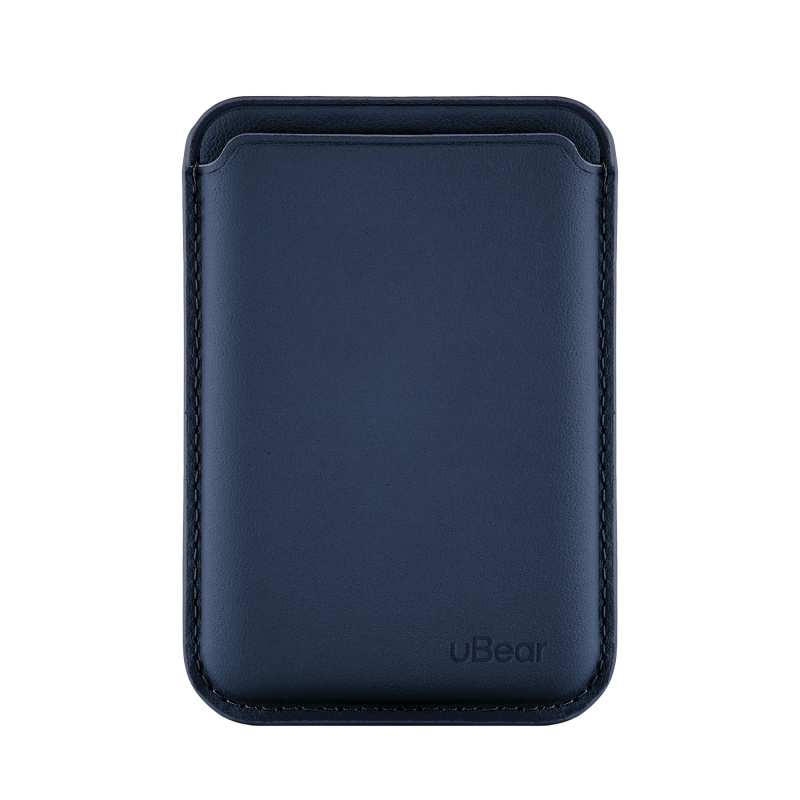 На фото изображено Магнитный кардхолдер uBear Leather Shell, синий
