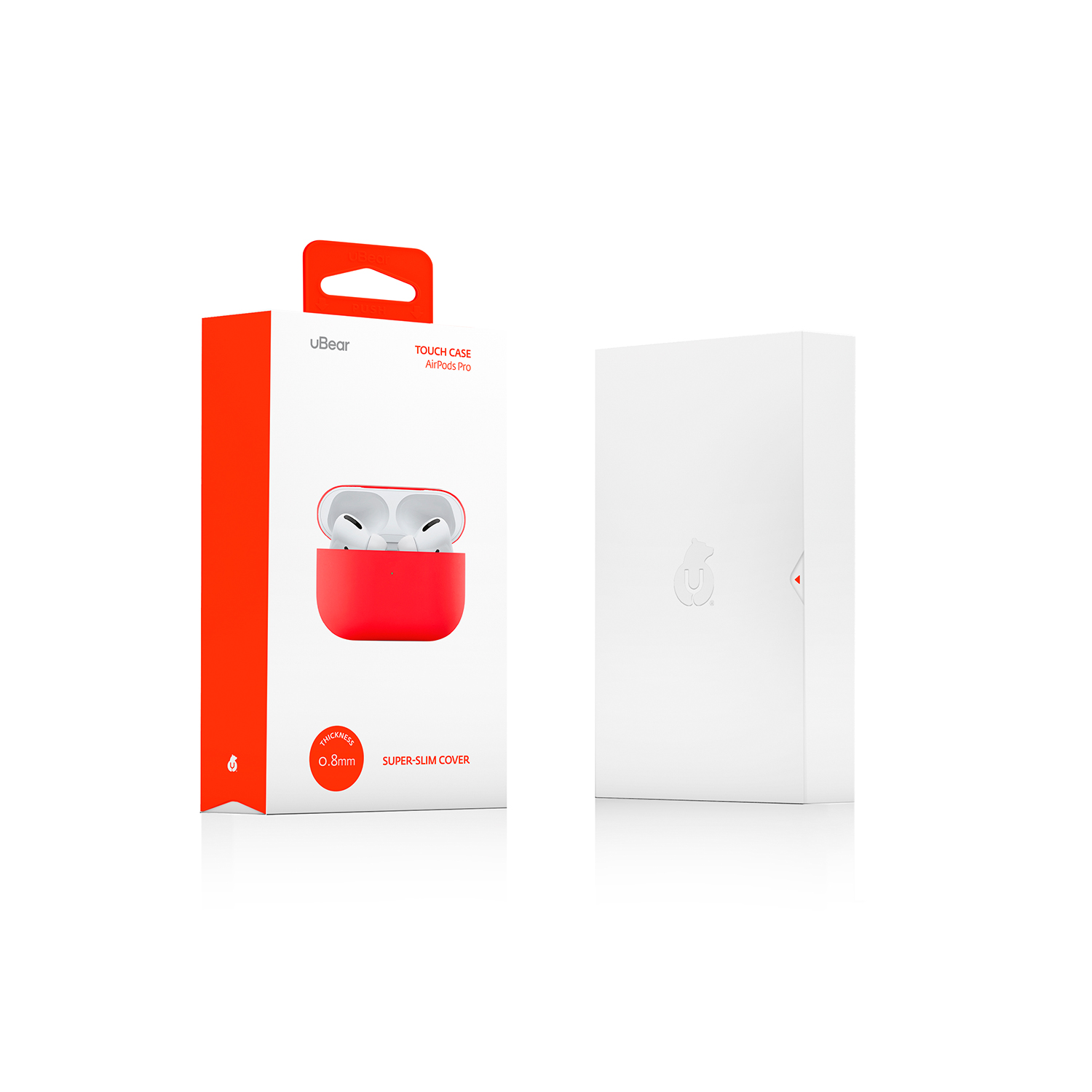 На фото изображено Ультратонкий силиконовый чехол uBear Touch Case for AirPods Pro, красный