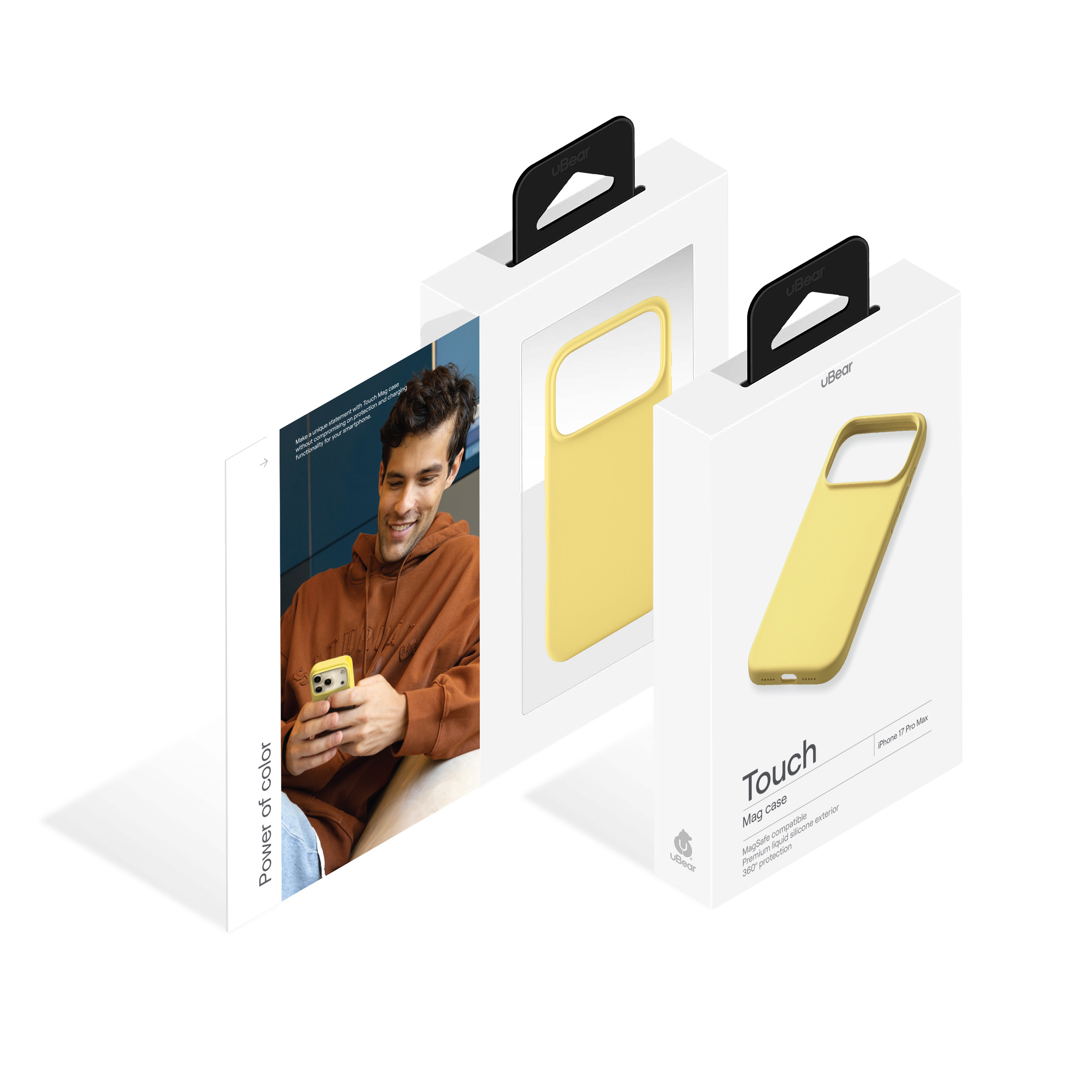 На фото изображено Чехол защитный uBear Touch Mag Case для iPhone 17 Pro Max, MagSafe, светло-жёлтый