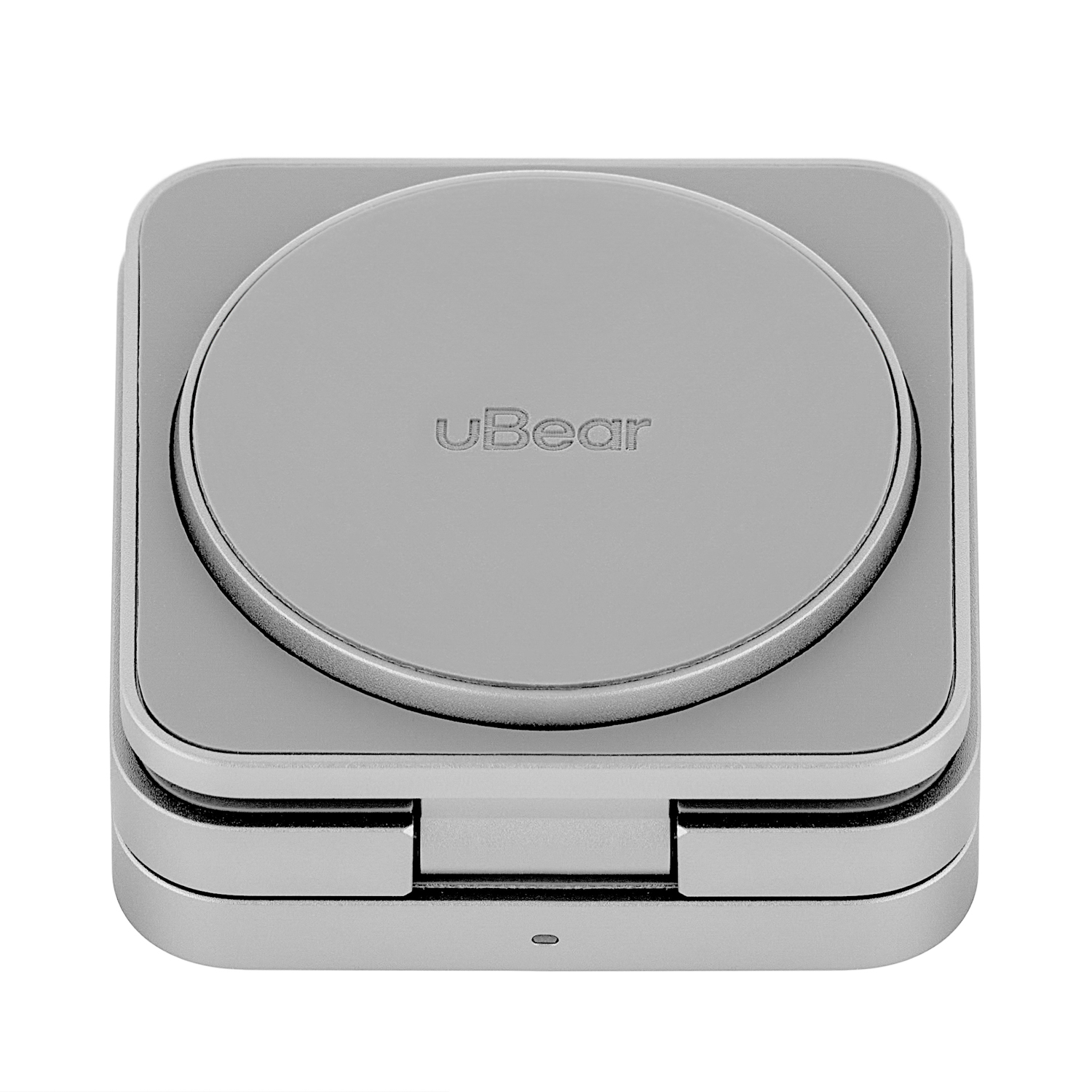 На фото изображено Беспроводное зарядное устройство uBear Balance с поддержкой MagSafe, серебристый
