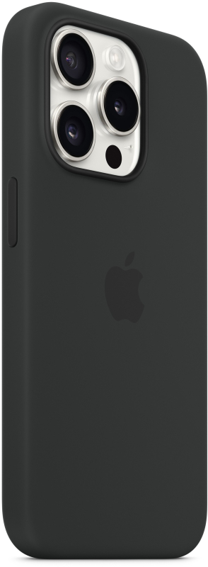 На фото изображено Чехол Apple MagSafe для iPhone 15 Pro, силикон, Чёрный