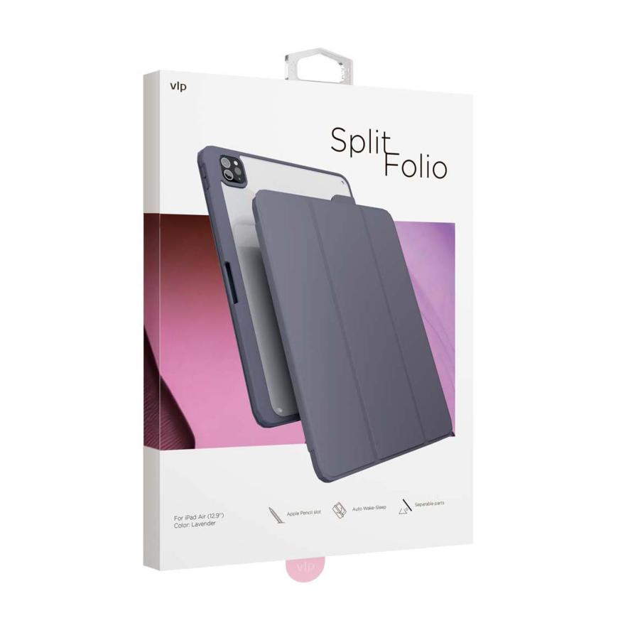 На фото изображено Защитный чехол VLP Split Folio для Apple iPad Air 13 (M2/M3), лавандовый