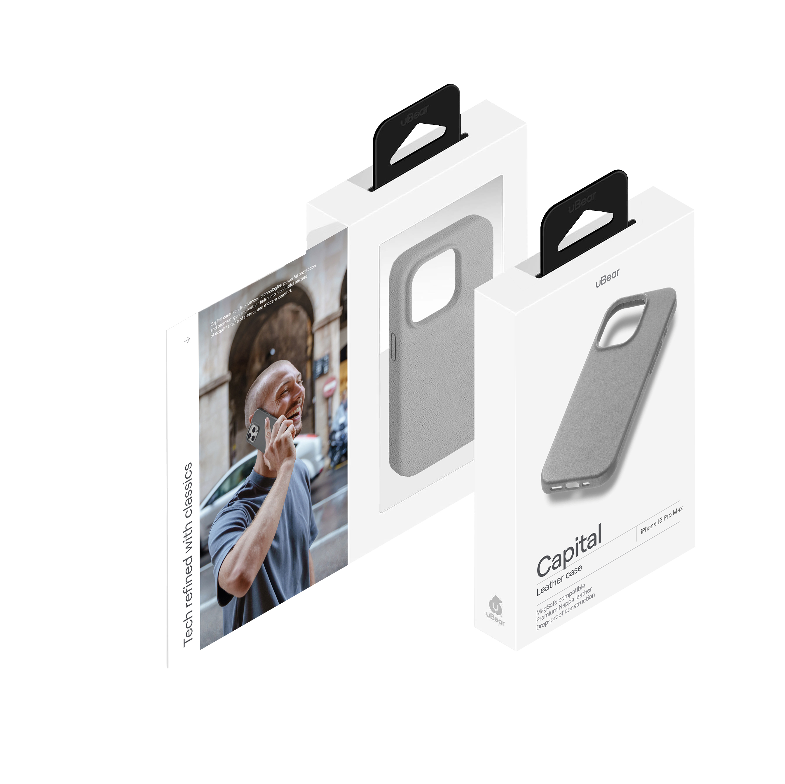 На фото изображено Чехол защитный uBear Capital Case для iPhone 16 Pro Max, серый