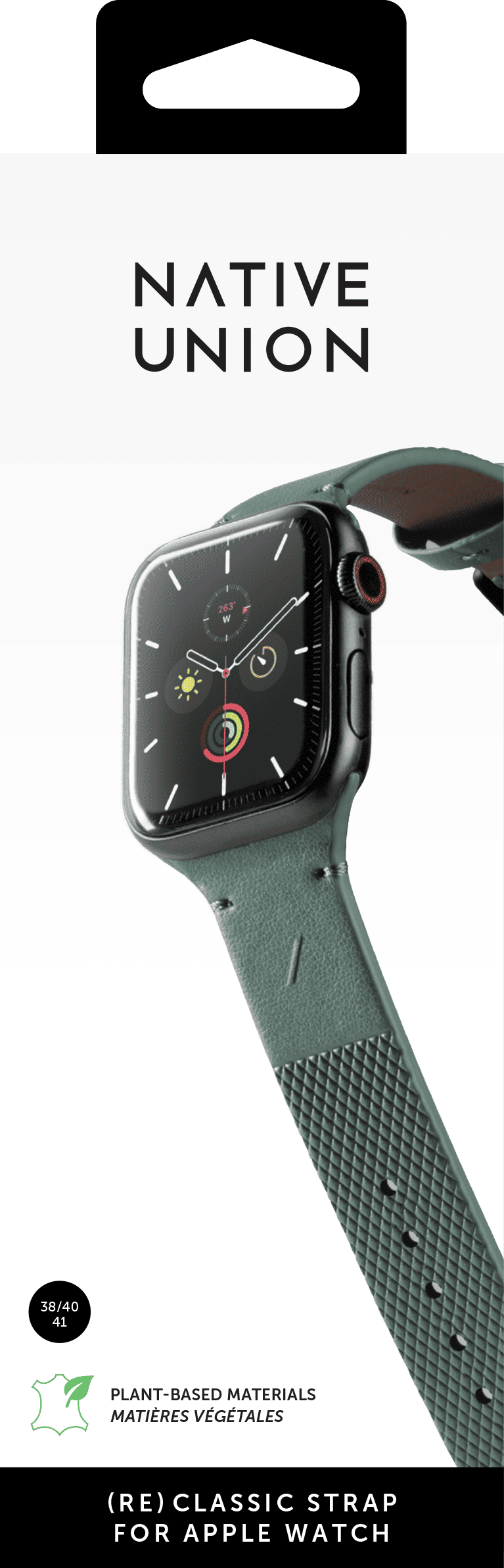 На фото изображено Ремешок Native Union (RE)Classic Strap для Apple Watch 40мм, зеленый