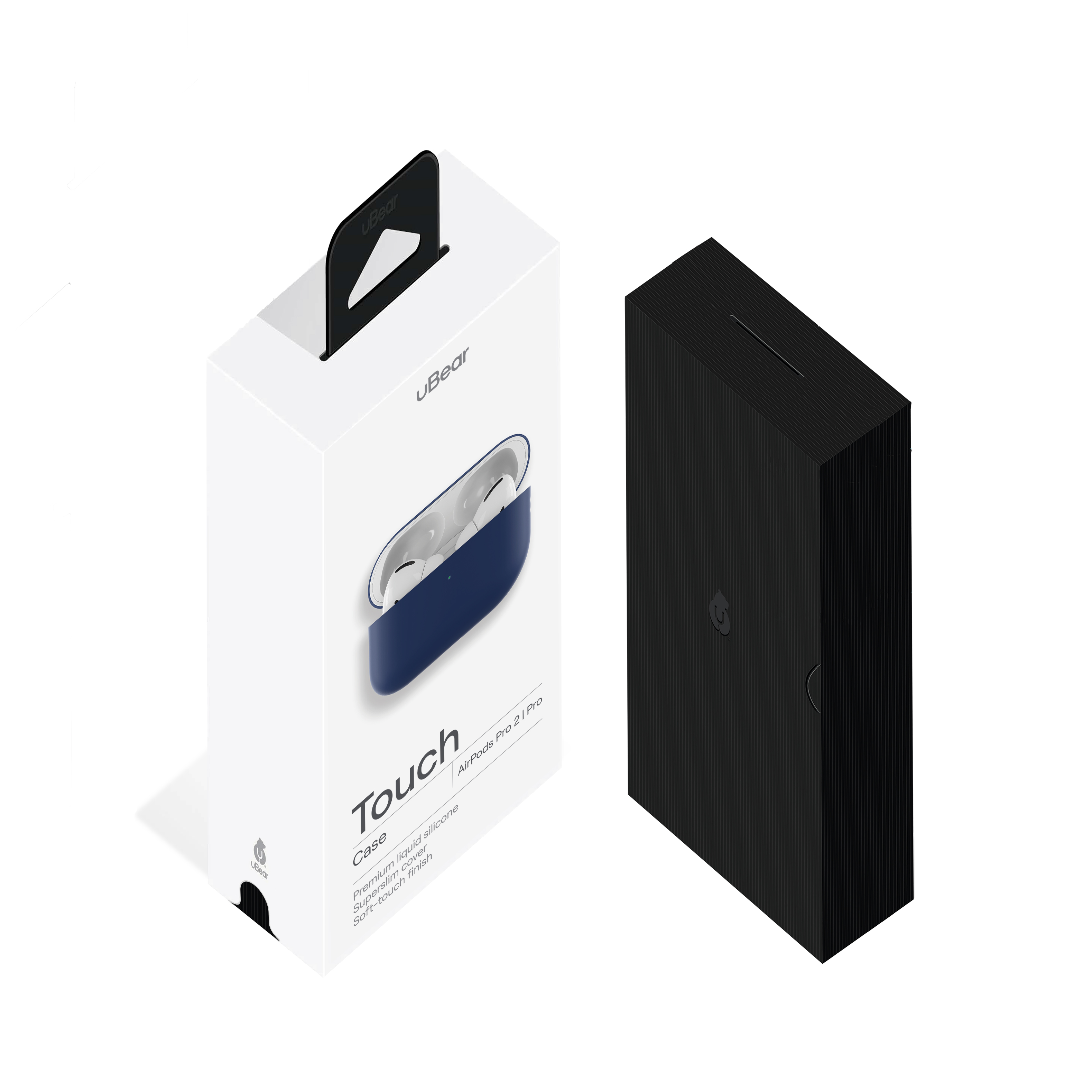 На фото изображено Ультратонкий силиконовый чехол uBear Touch Case AirPods Pro 2 / Pro, тёмно-синий