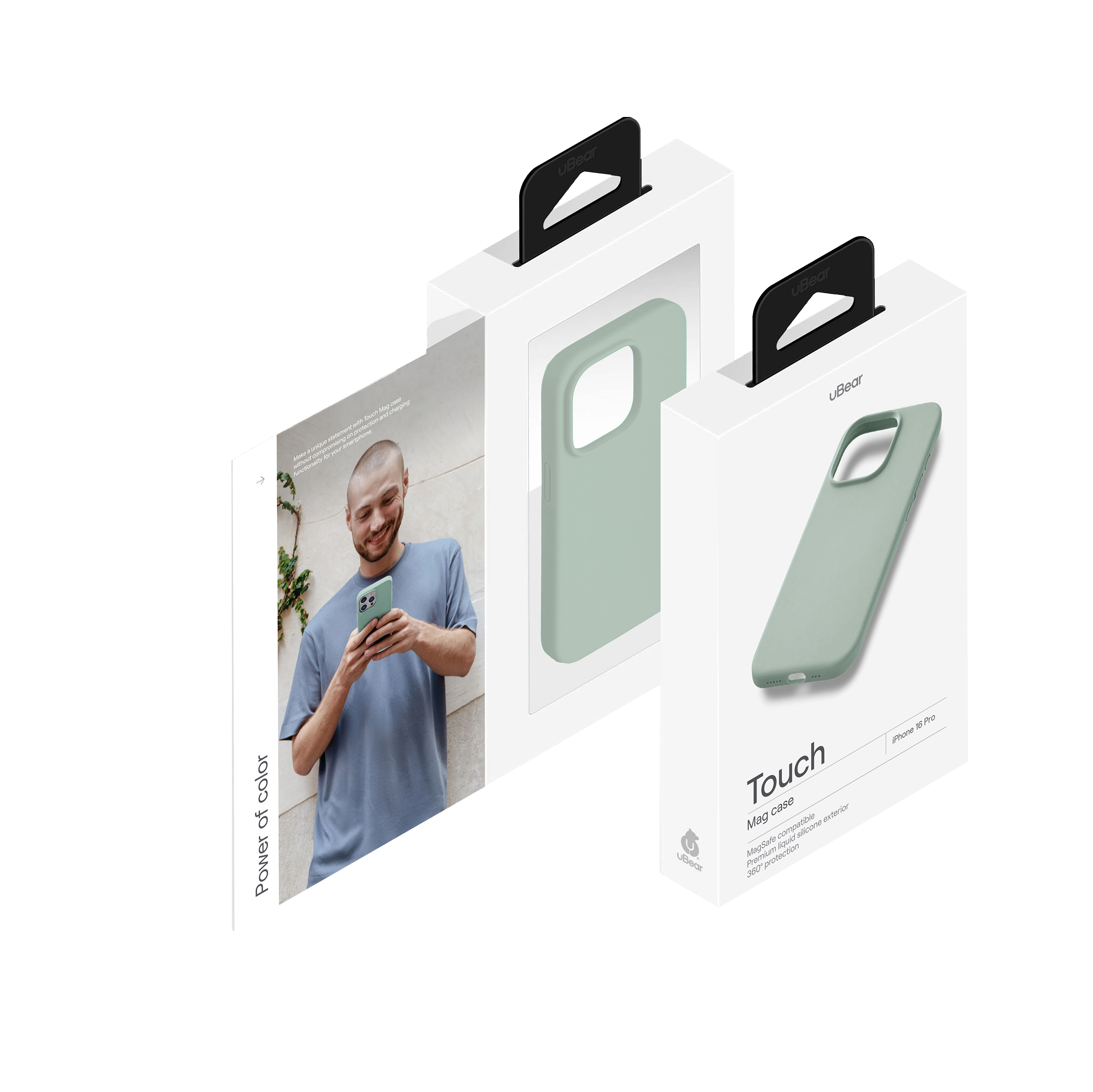 На фото изображено Чехол защитный uBear Touch Mag Case для iPhone 16 Pro, холодная мята