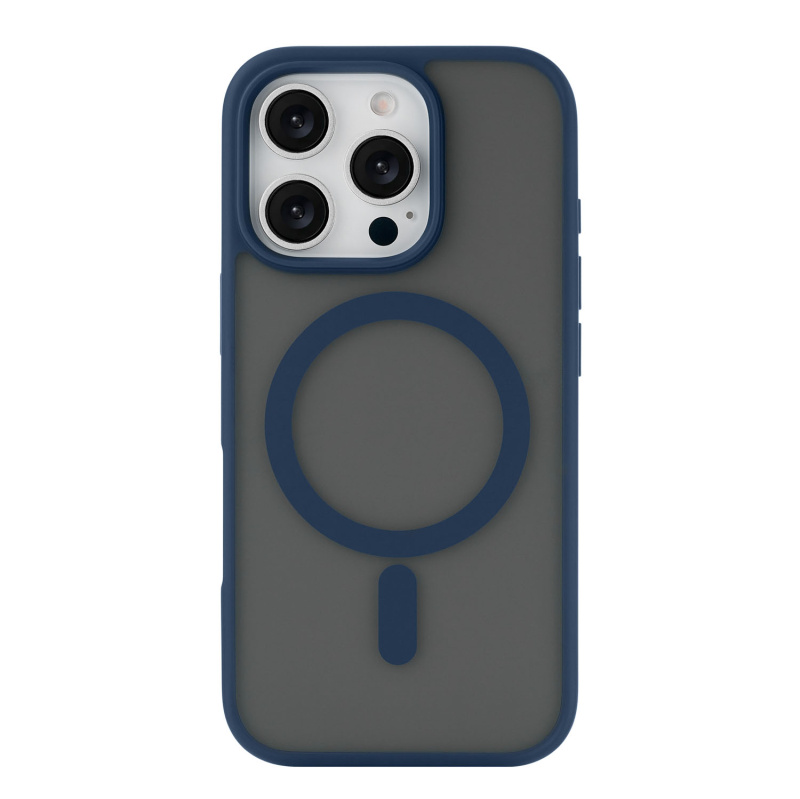 На фото изображено Чехол защитный uBear Cloud Mag Case для iPhone 16 Pro, MagSafe, синий